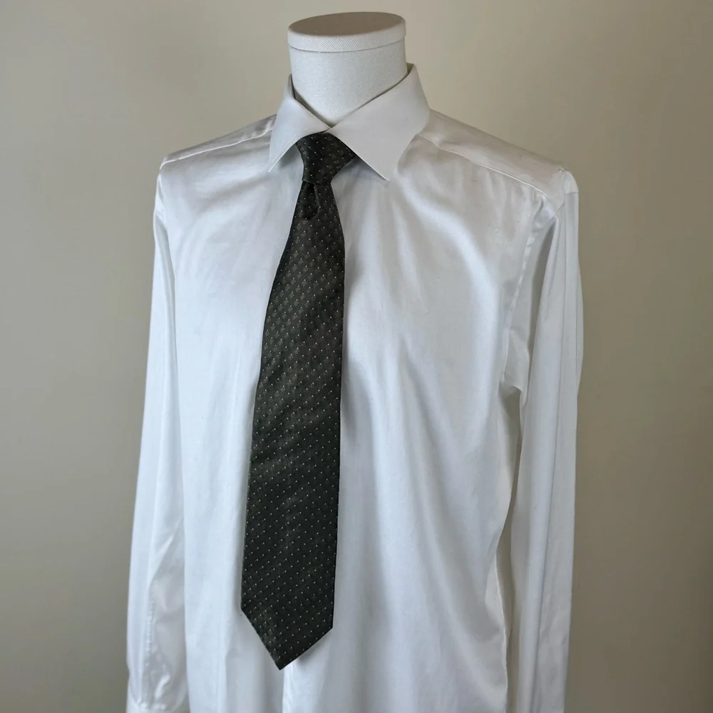 Tie Rack Men’s Necktie Green Jacquard Geometric Patterned 100% Silk Tie